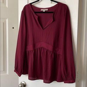 burgundy flowy blouse